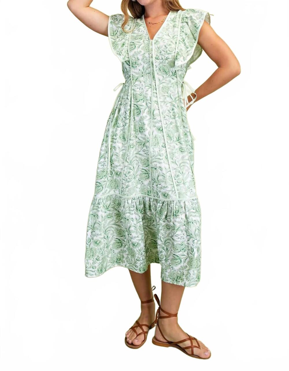 NEW GIGIO mix midi dress in mint green